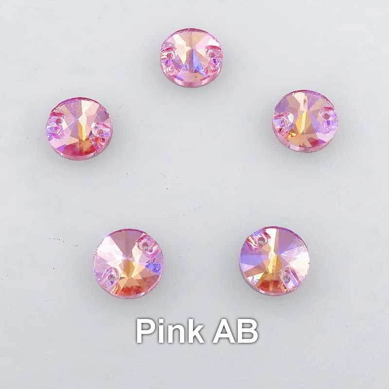 AB цвета стекло кристалл риволи круглой формы flatback с двумя отверстиями 6 размер Стразы для шитья ювелирный набор аксессуар для одежды сделай сам - Цвет: A15 Pink AB