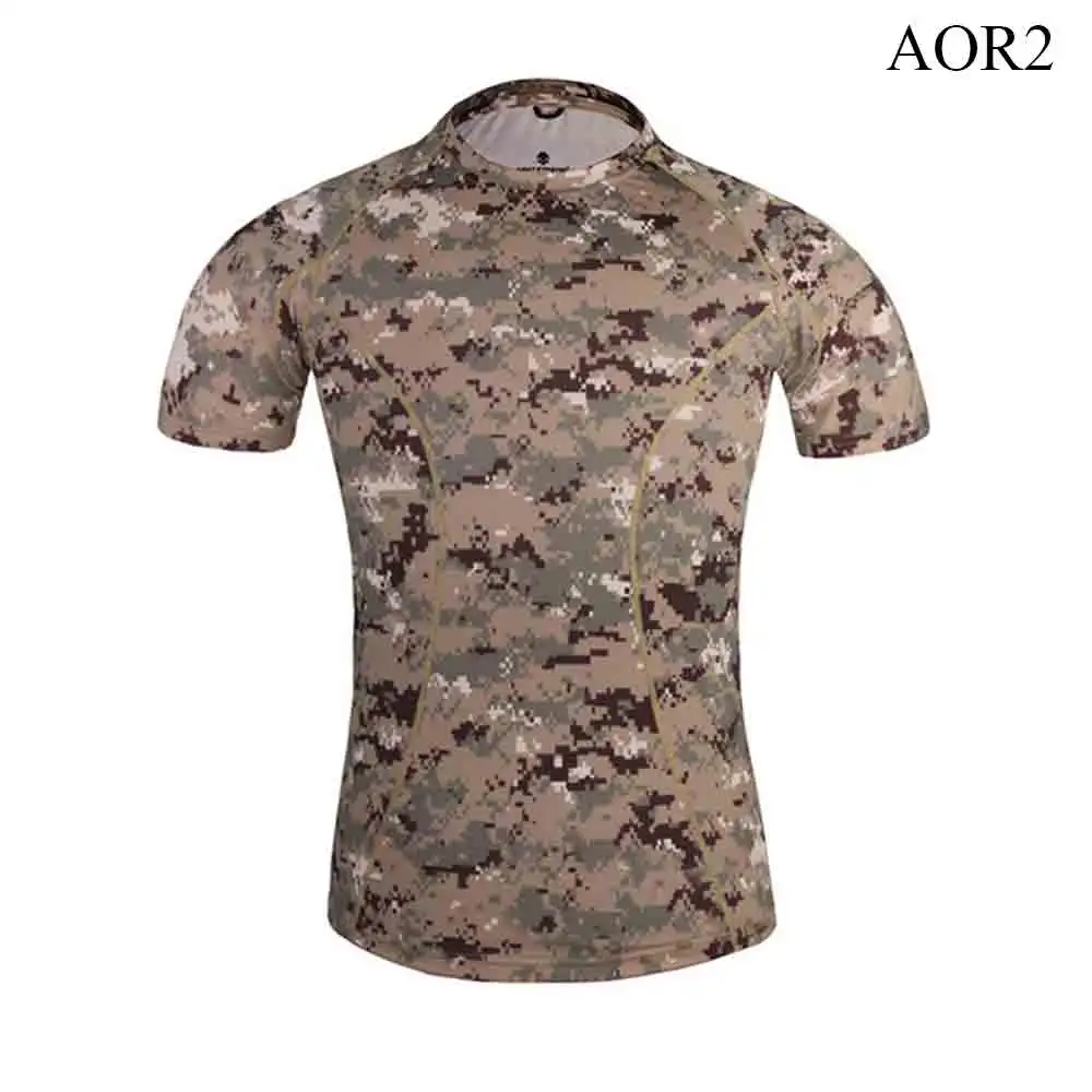 AOR2 Emersongear, облегающая кожа, базовый слой, камуфляжные рубашки для бега, дышащая футболка с коротким рукавом, Боевая Camoflauge рубашка EM8605" - Цвет: AOR2