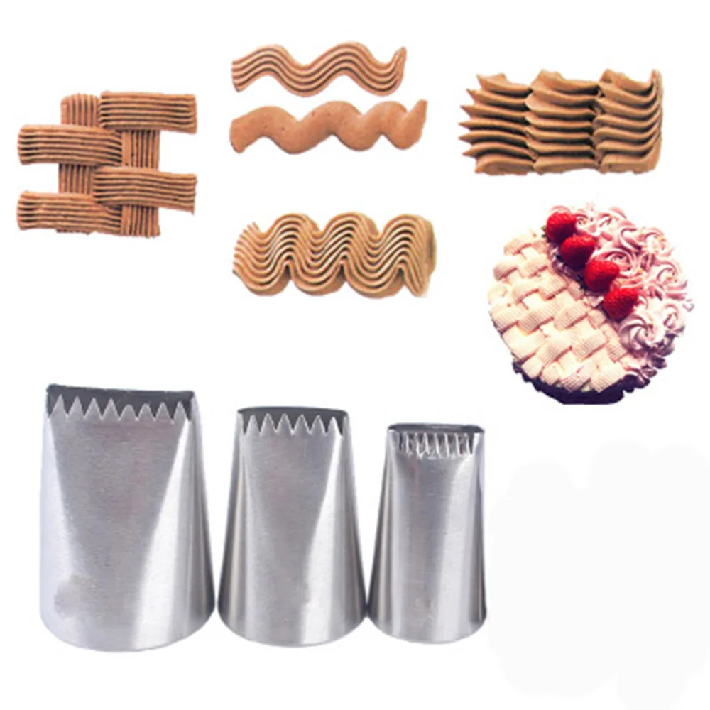 

3PCS Nozzles Cupcake Basket Weave Tips Icing Piping Cream Nozzle Reusable Russian Pastry Tips Baking Mold Cake Decoration Tool