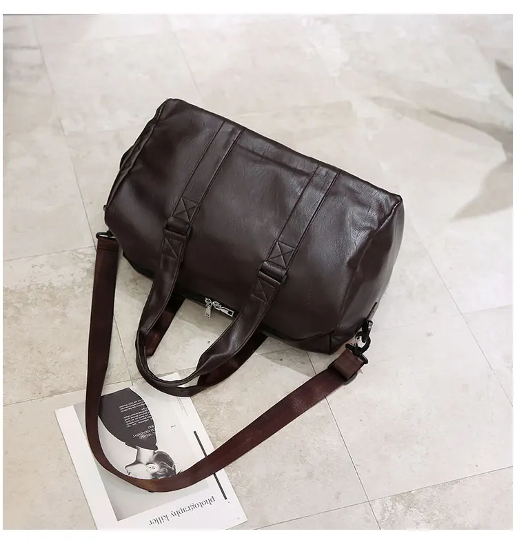 Большая вместительная мужская сумка черного цвета из искусственной кожи, сумки для путешествий, мужские сумки для багажа, мужские большие чемоданы, сумка на плечо