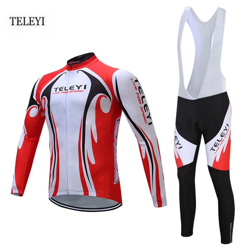 

2017 TELEYI Men's Cycling Clothing Bike Bicycle Cycle Long Sleeve Ropa Ciclismo Breathable Windproof Jersey & Tights Trousers