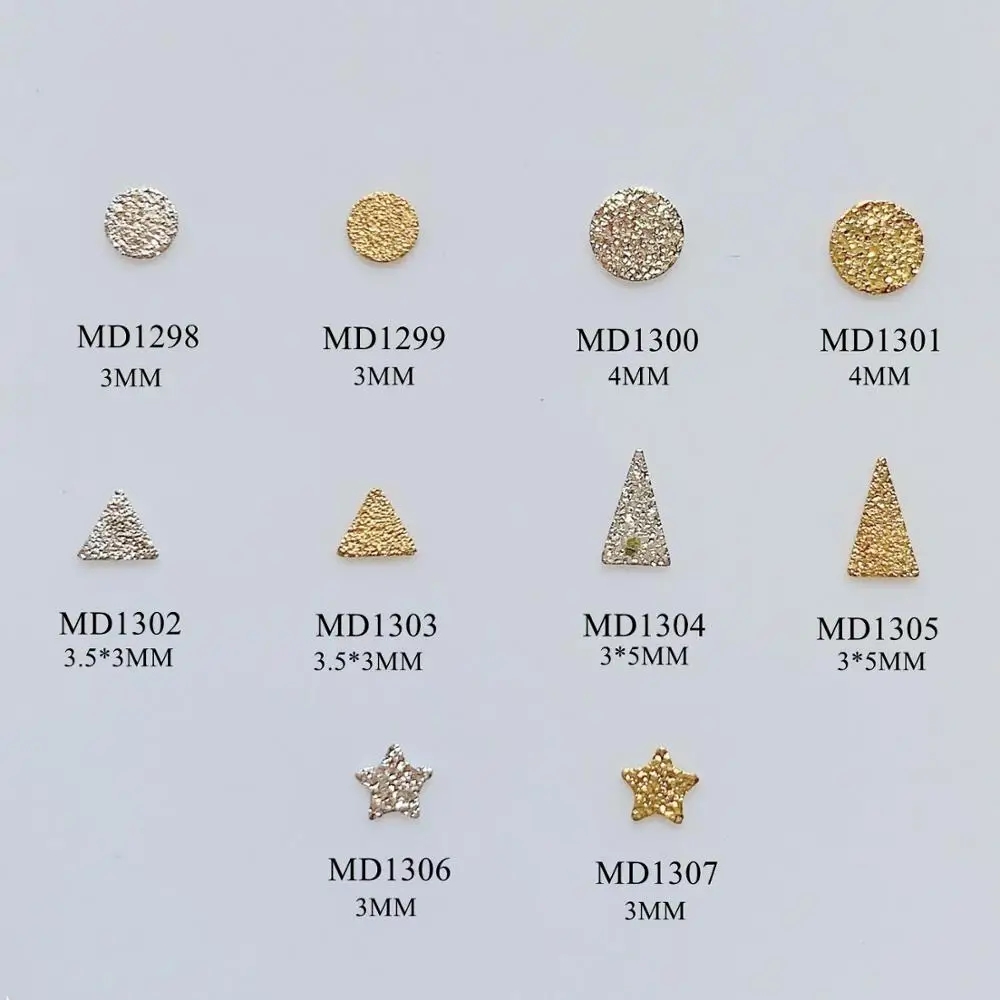 

3D 500pcs/bag Flat-back Metal Stud Rough-Surface Stud Round/Triangle/Star Design Metal Stud MD1298-1307