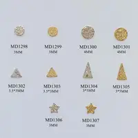 3D 500pcs/bag Flat-back Metal Stud Rough-Surface Stud Round/Triangle/Star Design Metal Stud  MD1298-1307 1