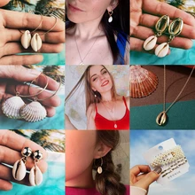 Pendientes de concha de mar de moda Brincos 2019 para mujeres gran círculo colgante de Color dorado pendiente femenino joyería geométrica Bohemia(China)