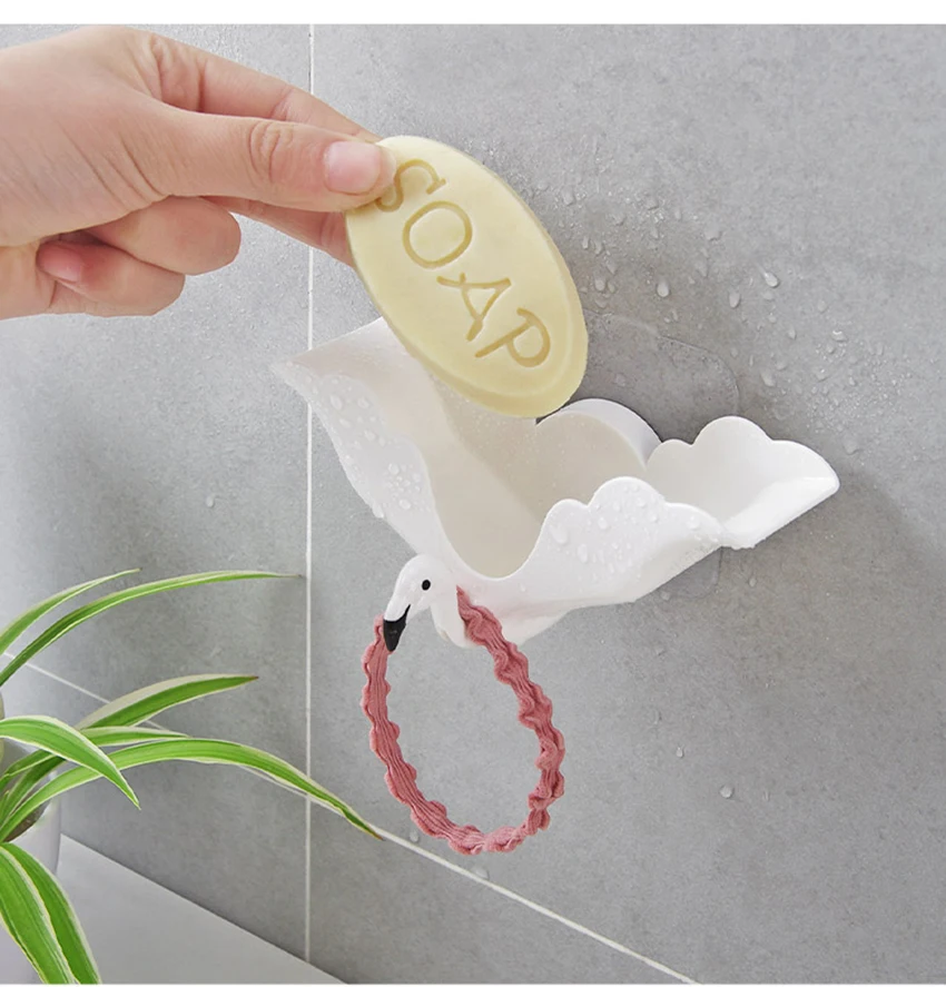 Креативный Фламинго Форма Мыло, мыльница стойка для душа Ванная комната бесплатно пробивая мыло лоток настенный мыло коробка для хранения Подставка