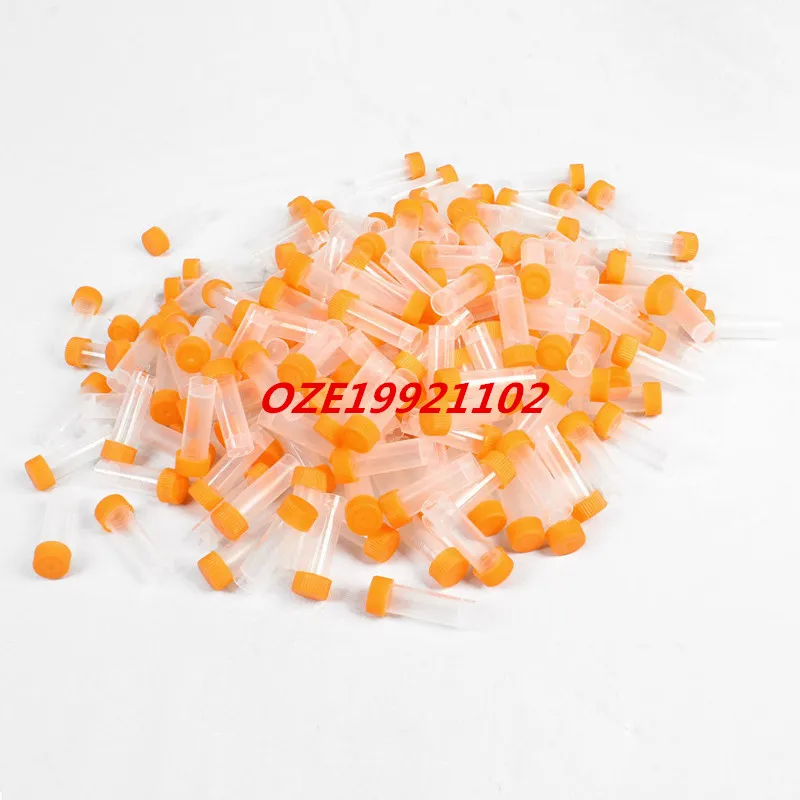 

5ml Orange Cap Clear Plastic Disposable Centrifuge Tubes w Skirt