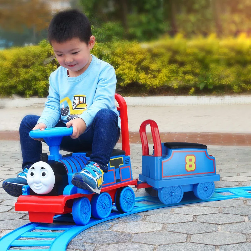 

Thomas Electric Train Child Baby Walker Stroller Boys Toy Ride on Train with Railway Electric Ride on Car for Kids Flash Music