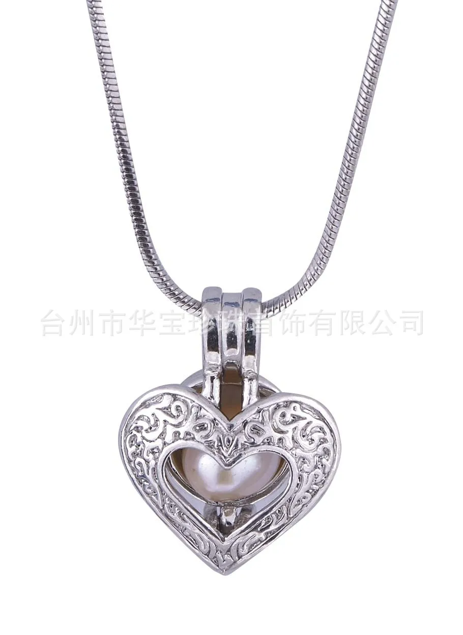 2017 Elegant Heart Plated Necklace Locket Pendant Women Cage Pendant