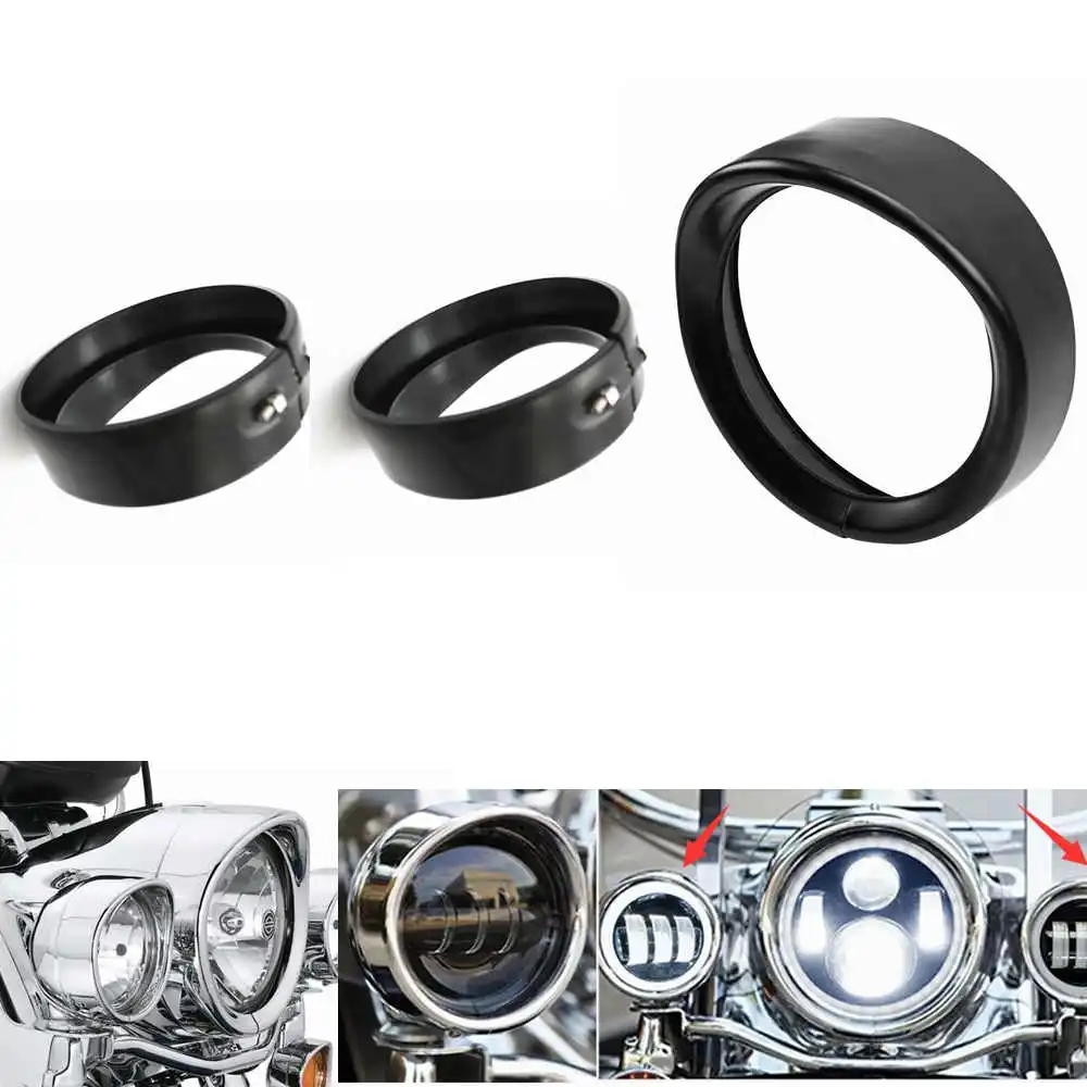 7 inch and 4.5 LED Auxiliary Fog Passing Lights With Housing Bucket For Harley Bad Boy_.j7pg7