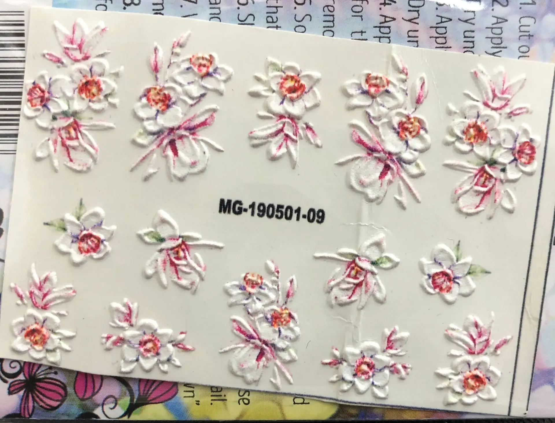 3D nail decal Floral water transfer Fashion sticker Nail wraps 3 d slide nail art#3D0004