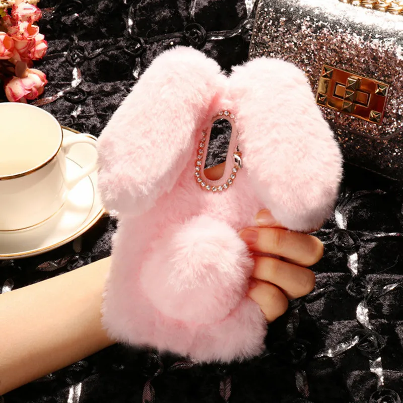 

Rabbit Hair Phone Cases For Nokia 9 6 6 x6 2018 6.1 plus Cute Furry Warm Back Cover for nokia X71 4.2 3.2 Sirocco glitter covers