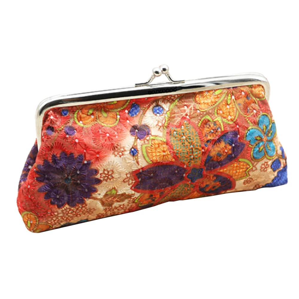 New Women's Coin Purse Cotton Embroidery Flower Handbag Hasp Pouch Wallet Money Bag Carteira кошелек женский bolsa feminina 4