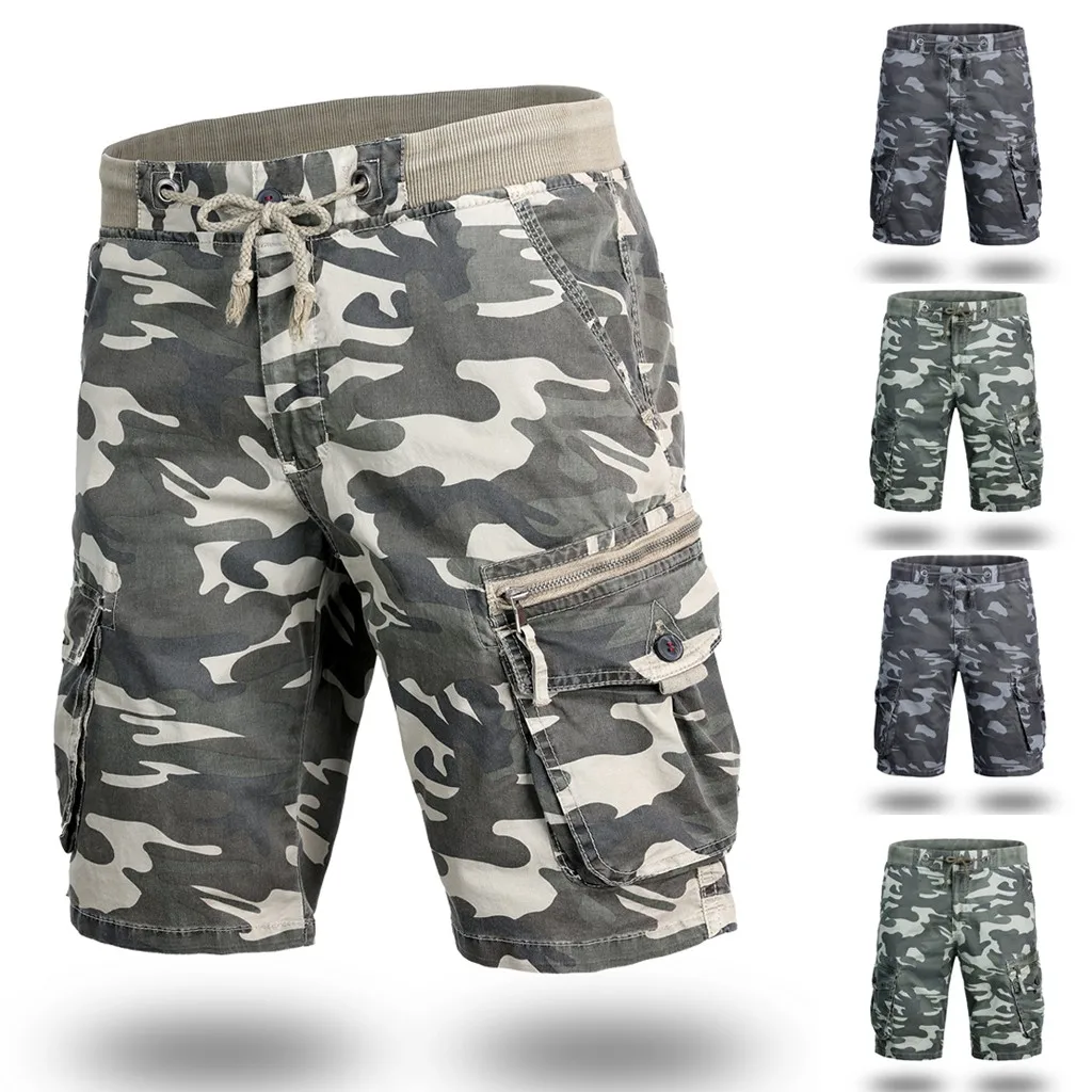 Новые шорты Для мужчин модные хлопковыми карманами цвета хаки на работы брюки карго шорты Spodenki Pantalones, шорты мужские