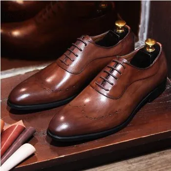 

CH.KWOK British Bullock Oxford business men shoe black/brown lace up dress shoes Italian shoes handmade leather shoes chaussure
