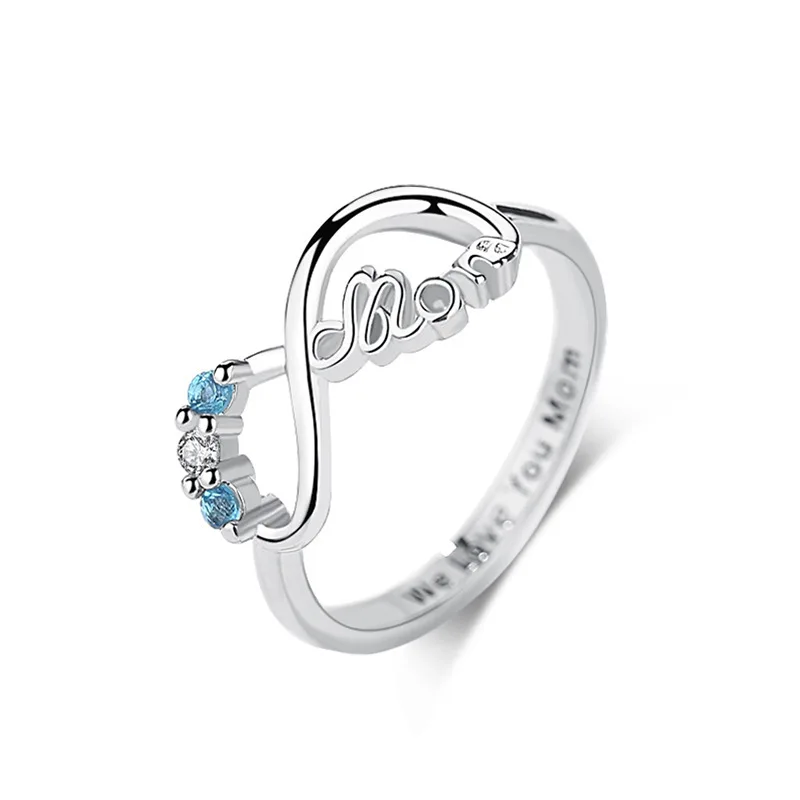 

Cute Silver MoM Heart Rings for Women Mother's Day Gift Fashion Jewelry