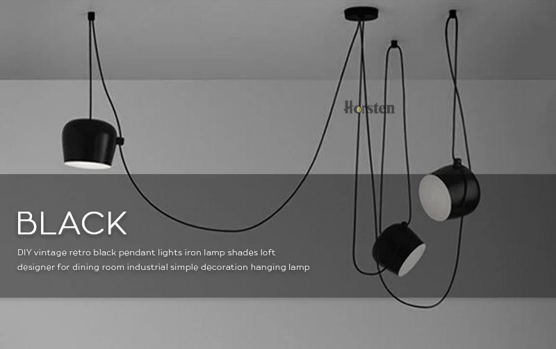 Horsten Nordic Art Decoration DIY Pendant Lights Black White Creative Aluminum Pendant Lamp For Dining Living Room Restaurant Bar (1)