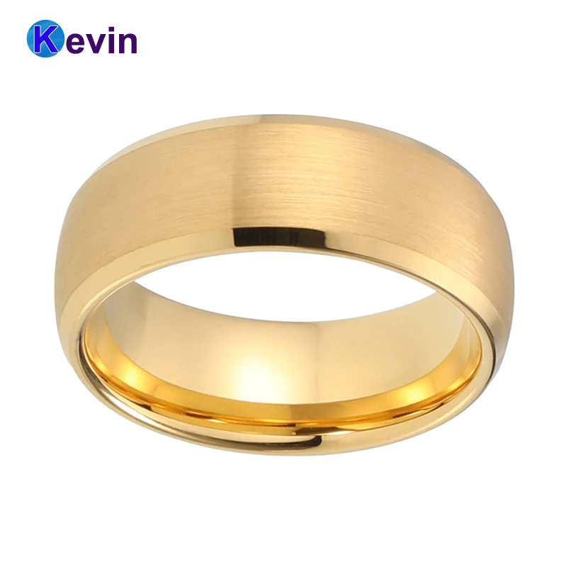 Мужская Золотая Обручальная лента вольфрамовое кольцо свадебный стиль с скошенные края щеткой