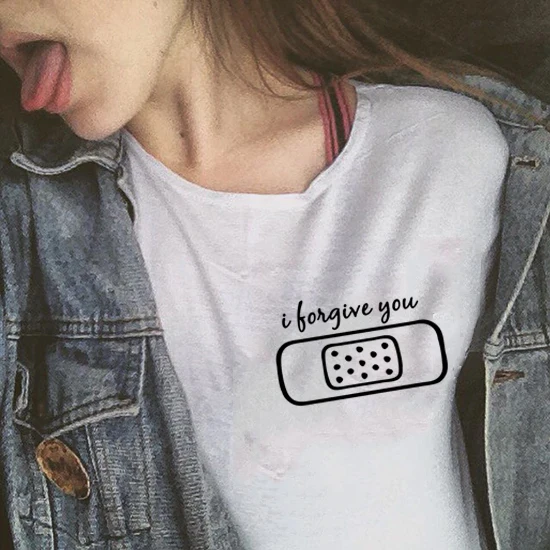

I Forgive You T Shirts Short Sleeve Vintage Tshirts Summer Feminina T Shirt Harajuku Women Funny Quotes Grunge White Tshirts