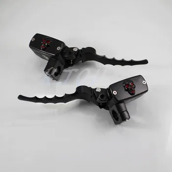 

1 Pair Black 1" Skull Hand Control Reservoir Brake Clutch Levers For Harley Choppers Cruiser