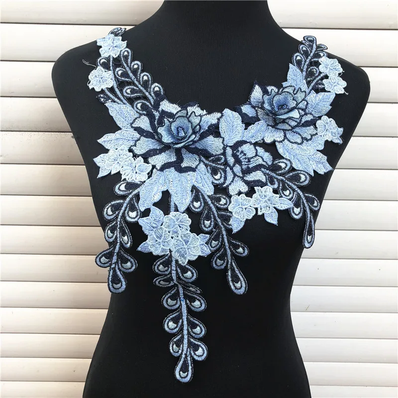 Сделай Сам 3D Венецианская кружевная ткань платье аппликация мотив Блузка Шитье отделка «сделай сам» на декольте Воротник украшение костюма аксессуары 10 цветов