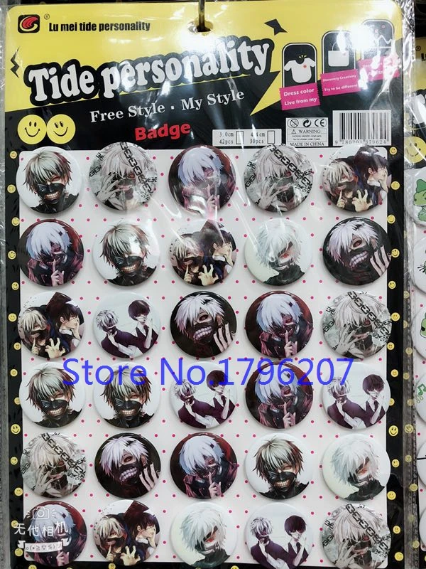 

Wholesale 30pcs/set cartoon Japanese anime Tokyo Ghouls Button 44MM Round Brooch Badge Kids S-27