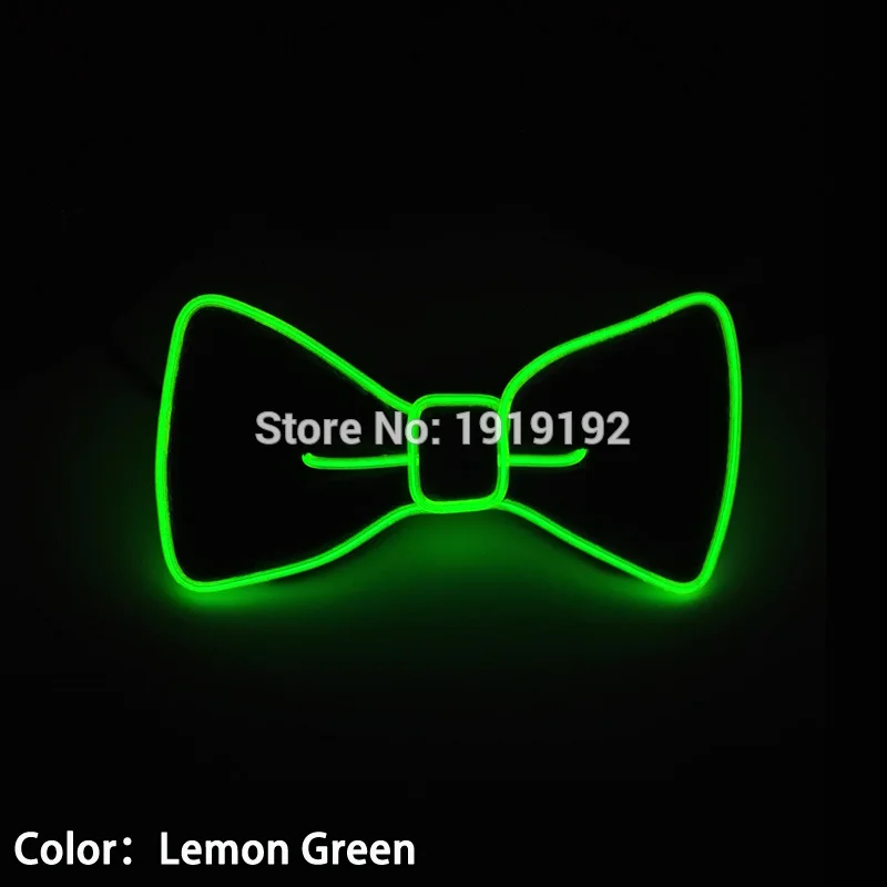 Устойчивый на 10 цветов модный дизайн светящийся мигающий галстук-бабочка led DJ's, EL галстук-бабочка для вечерние, бар, клуб, DJ - Цвет: Lemon green