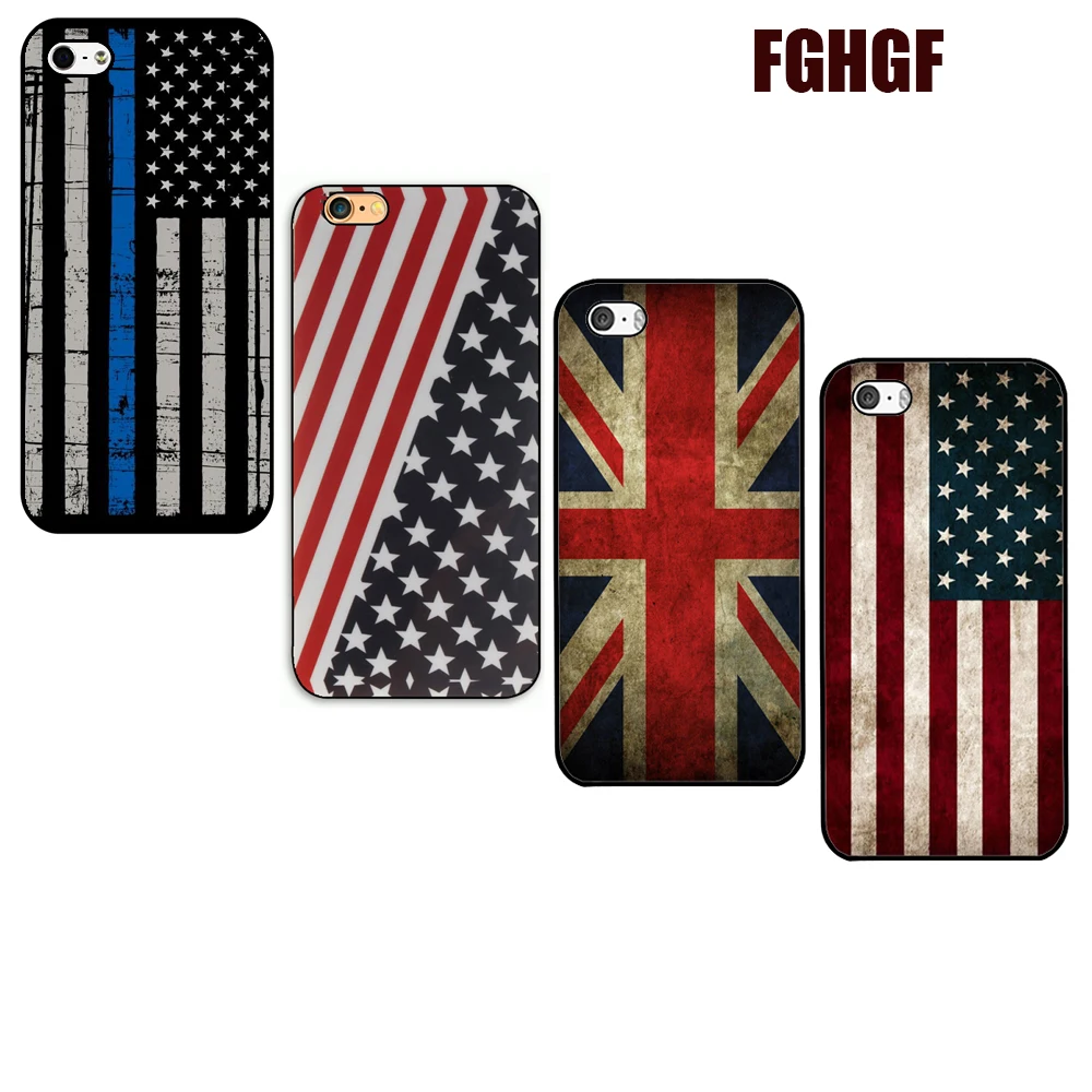 British and American Flags Hard Plastic Phone Case Cover For iphone 4