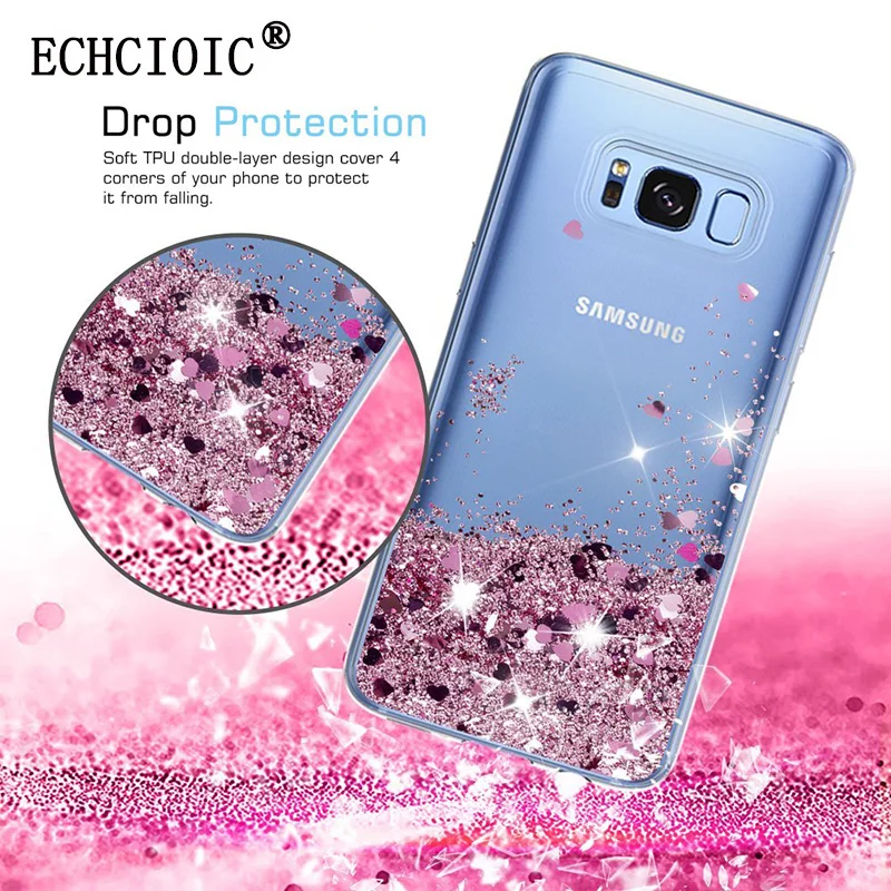 

For Samsung Galaxy S8 / S8 Plus S8+ Girls Women Liquid Quicksand Bling Cute Clear Soft TPU Silicone Case Back Cover