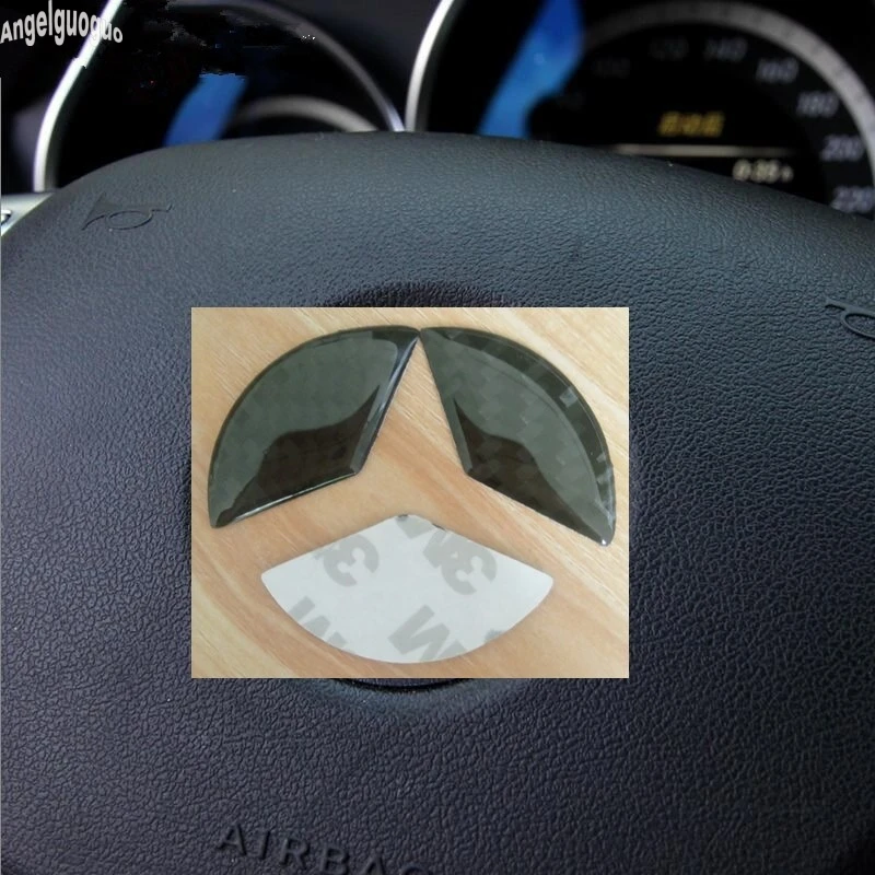 Car steering wheel Emblem cover sticker carbon fiber style For Mercedes benz A B C E CLA GLA GLC Class W204 W205 W212 W213 .etc