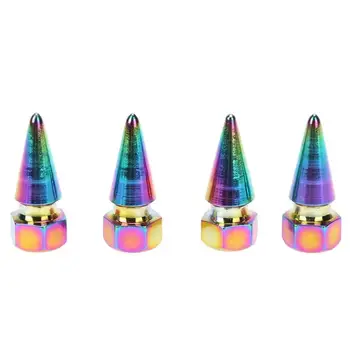 

VODOOL 4pcs CNC Aluminum Rainbow Color Bicycle Tire Valve Dust Cap for Presta Bike Tyre Valve Stem Car Wheel Tyre Stem Cover