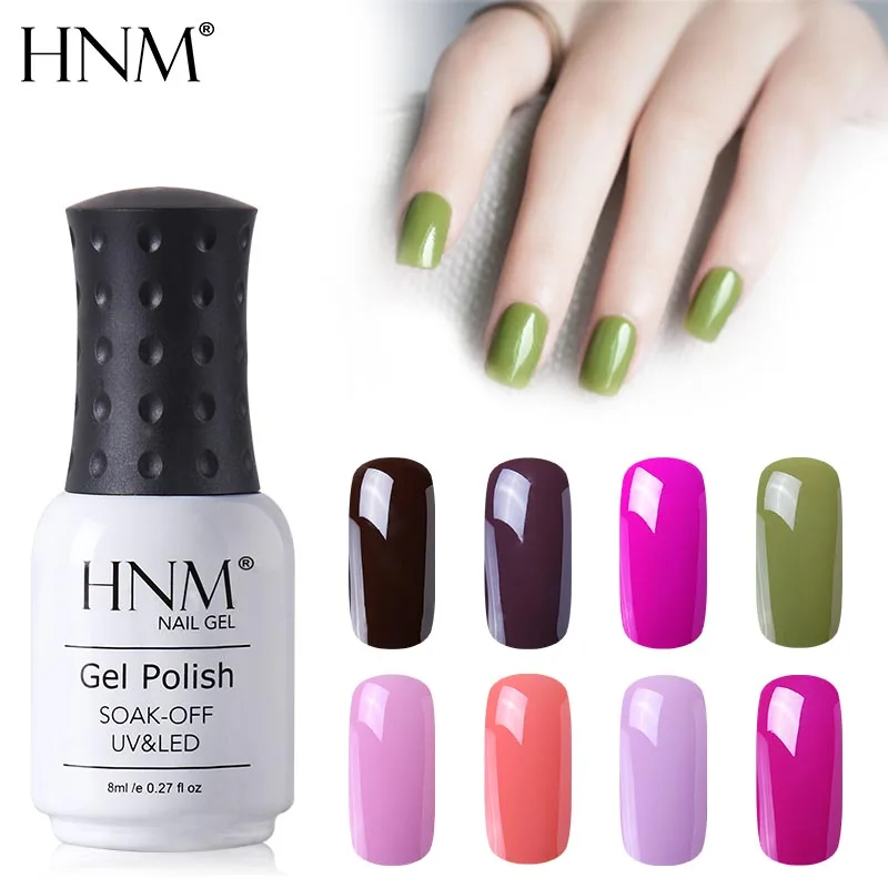 

HNM Pure Color 8ml Gel Nail Polish Long Lasting UV Gel Varnish Dry With Led Lamp Hybrid Primer Semi Permanent Nails Manicure