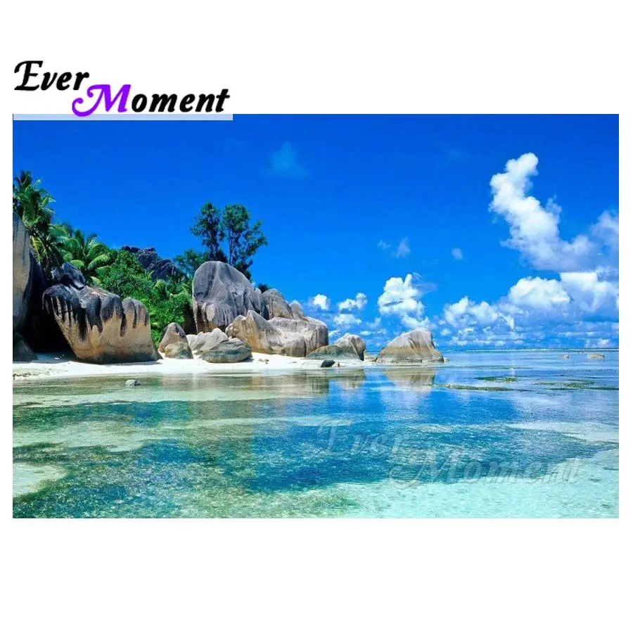 

Ever Moment Diamond Painting Scenery Sea Stone Full Square Drill Picture Mosaic Diamond Embroidery Decoration For Home S2F536