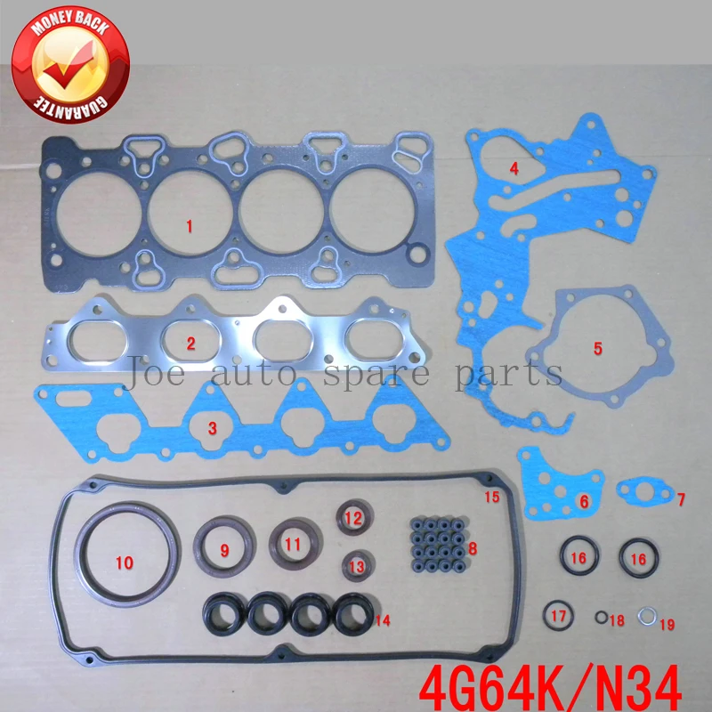 4G64 N34 двигатель полный комплект прокладок для Mitsubishi CHARIOT 2.4L 16V 2351CC 1992 1998 MD971624