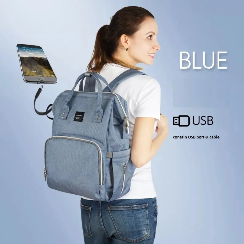 Blue-B Стиль Мама сумка многофункциональная задняя Сумка Плечи сумка дорожная сумка - Цвет: Blue-B