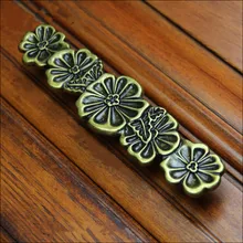 vintage creative flower handles 64mm bronze drawer cabinet pulls knobs 128mm bronze dresser kitchen cabinet door handle retro 5″