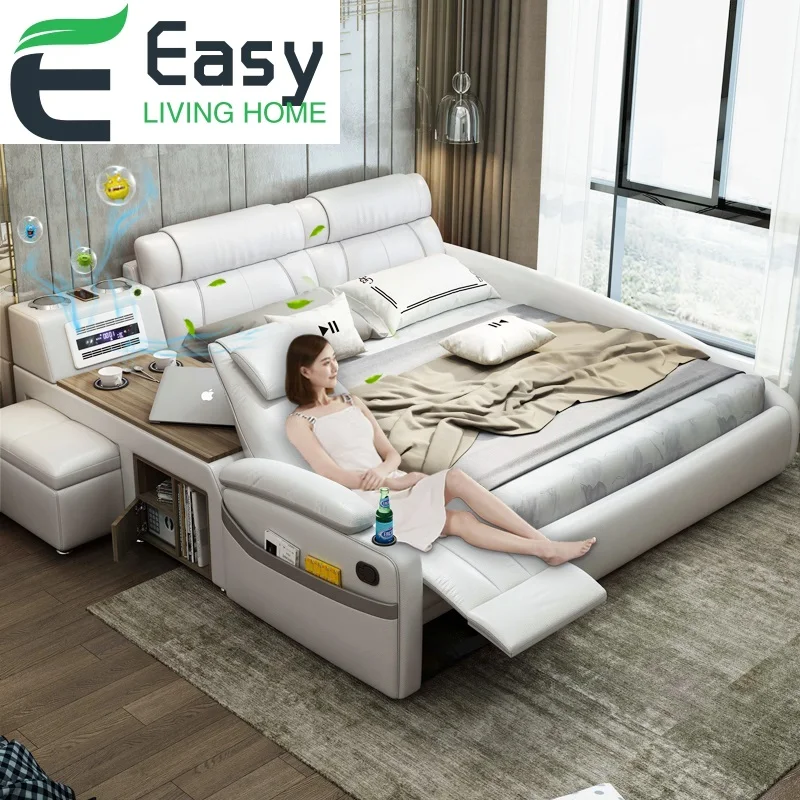 Easylife мебель для дома из натуральной кожи умная мягкая кровать многофункциональная интеллектуальная кровать