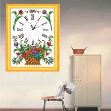 LUOVIZEM 5D Diamond Painting Clock Cross Stitch Flower Blossoming New Printing Flower Blue Clock Diamond Painting Drop Shipping