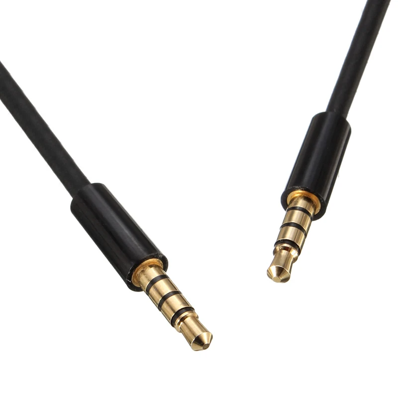 LEORY 3.5MM AUX Audio Cable 4 Pole Jack Male To Male Headphone Auxiliary Cord Stereo Audio Wire Core Black 1M