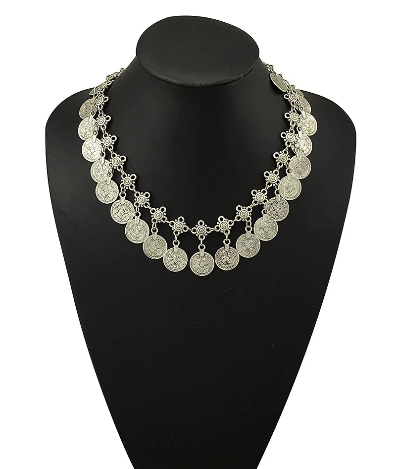 Винтажное длинное массивное ожерелье s& Кулоны богемное женское ожерелье с монетами женское колье женские ювелирные изделия в стиле "Бохо"