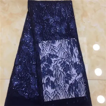

High Quality Black Sequins Mesh Lace Fabric African Nigerian Embroidered Sequined Guipure Tulle Net Laces For Indian Lady Dress