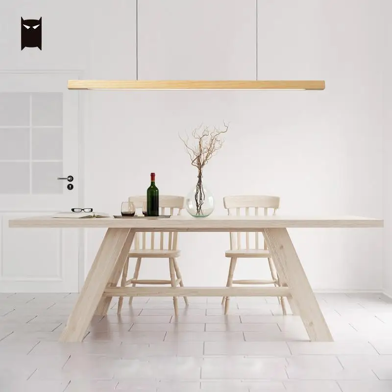 LED الخشب بار قلادة تركيب المصابيح سلك الشمال الاسكندنافية الحديثة الحد الأدنى سقف معلق مصباح ل طاولة طعام غرفة مكتب