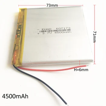 

3.7V 4500mAh 607173 Polymer Lithium LiPo Rechargeable Battery For GPS PSP DVD PAD E-book tablet pc laptop power bank
