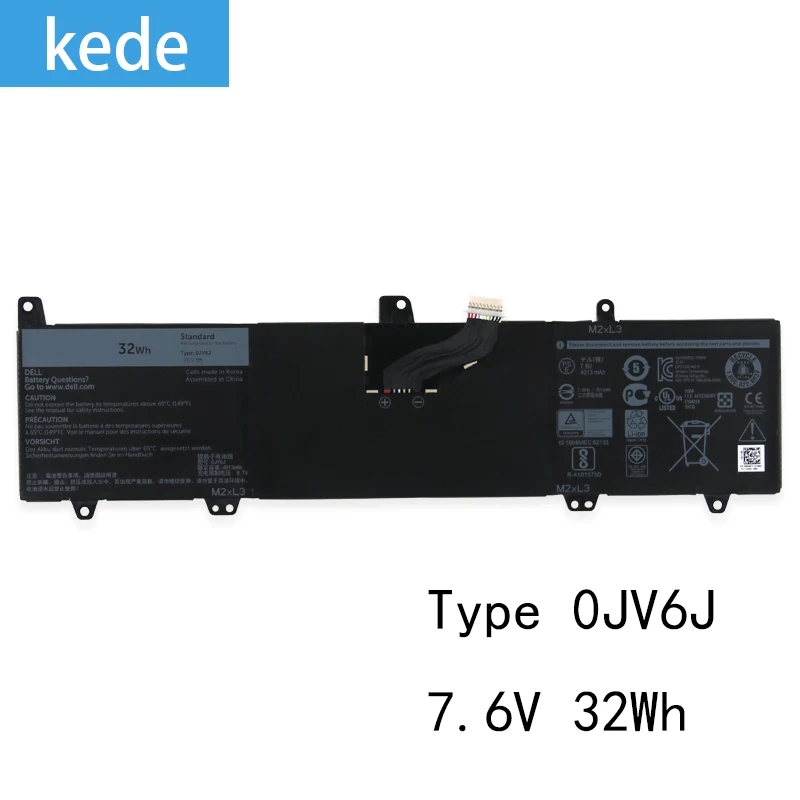 

kede Laptop battery For Dell Dell Inspiron 11 3000 3162 3164 3168 P24T Series Tablet 0JV6J 7.6V 32Wh