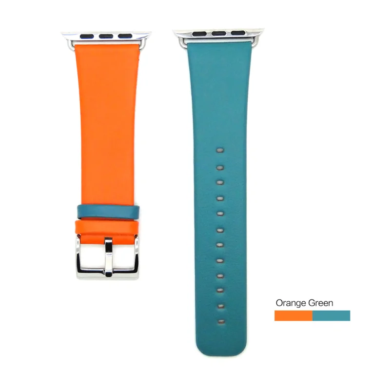 Дизайн, двойной цвет, стильный ремешок для часов apple watch, 42 мм, 38 мм, ремешок из натуральной кожи для iwatch, серия 4, 3, 2, 1, ремешок - Цвет ремешка: Green Orange