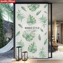 60 см x 200 см изображение зеленого листа Электростатическая пленка «замороженное стекло» гостиная спальня детская комната ванная офис магазин непрозрачная пленка
