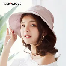 Peekymoce женская летняя Панама для дам Новая версия из хлопка с бантом дикие шляпы для отдыха большая шапка Рыболовная Шапка