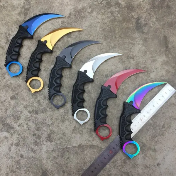 CS GO контр страйк черный нож Karambit шейный нож с оболочкой Тигр выцветание зуб настоящая игра нож с фабрики подарок