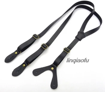 

Four-hole leather suspenders Women's two-layer leather shoulder strap