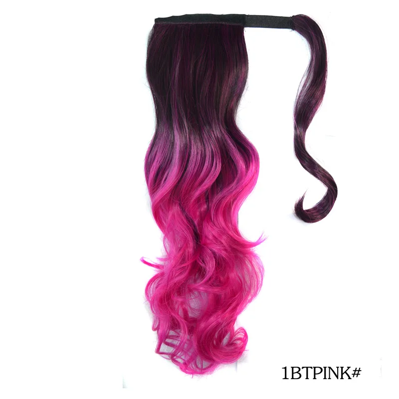 Rabo de Cavalo Envoltório em Torno do Cabelo Ondulado da Extensão do Rabo de Cavalo Jeedou Sintético Ondulado Extensão do 45cm Balayage Ombre Cor Bagunçado Estilo Boêmio da 14 Cheap Rabos de cavalo sintético