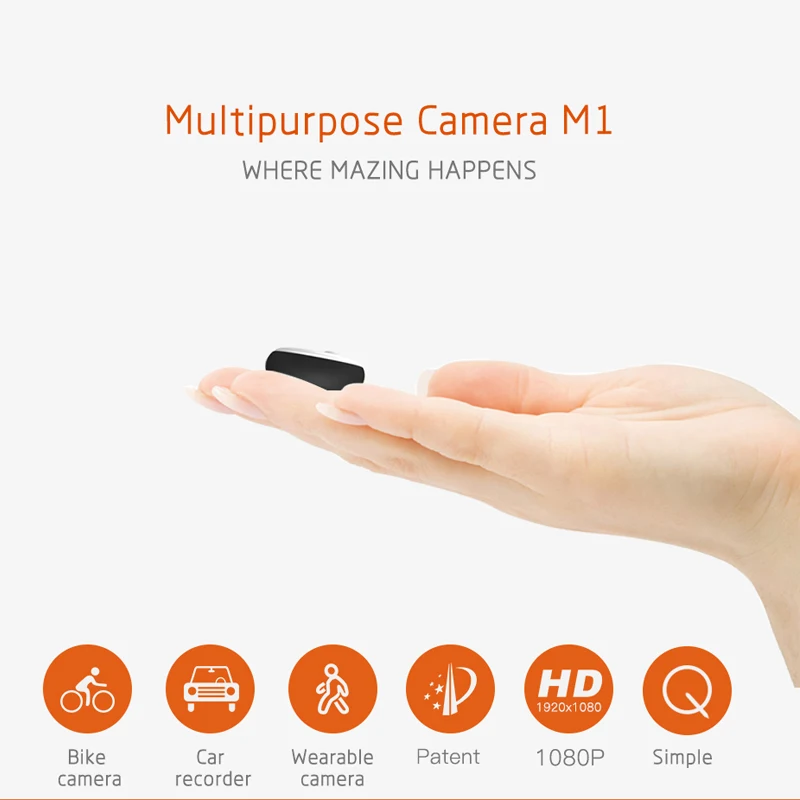 Wearable mini camera M1 bicycle miniature camera HD 1080P DVR DV with 8G memory smart camera hidden